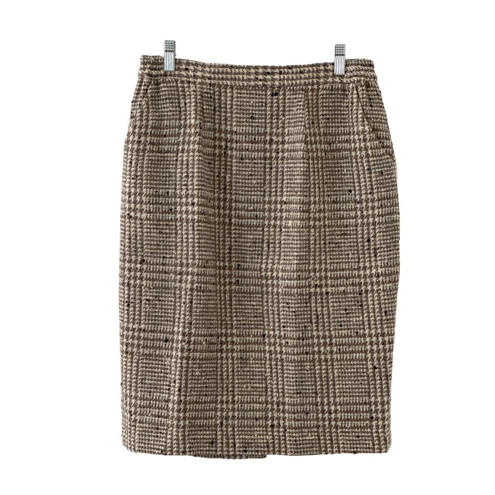 Rare Italian Bekunis Neutral Wool Skirt with Pockets size 29" waist